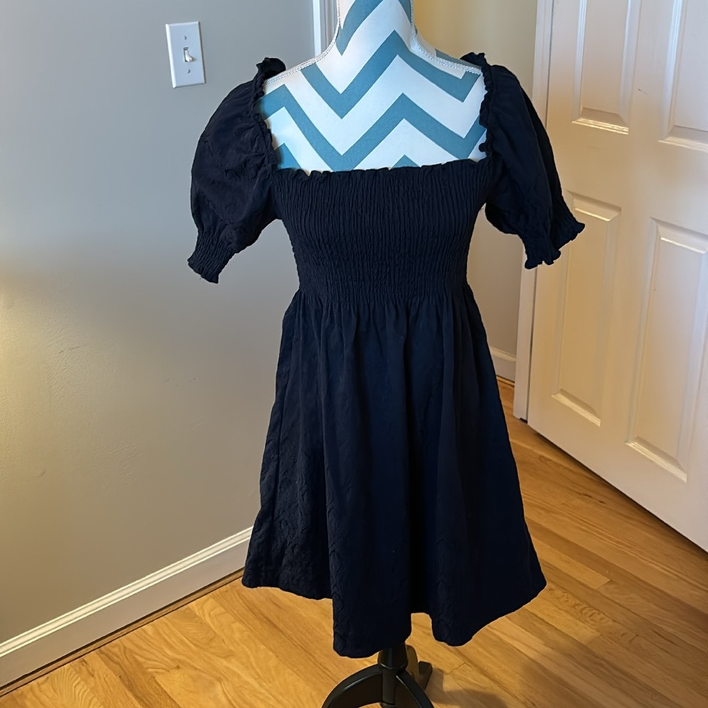 Hill House Athena Nap Dress - Navy Brocade (XS)